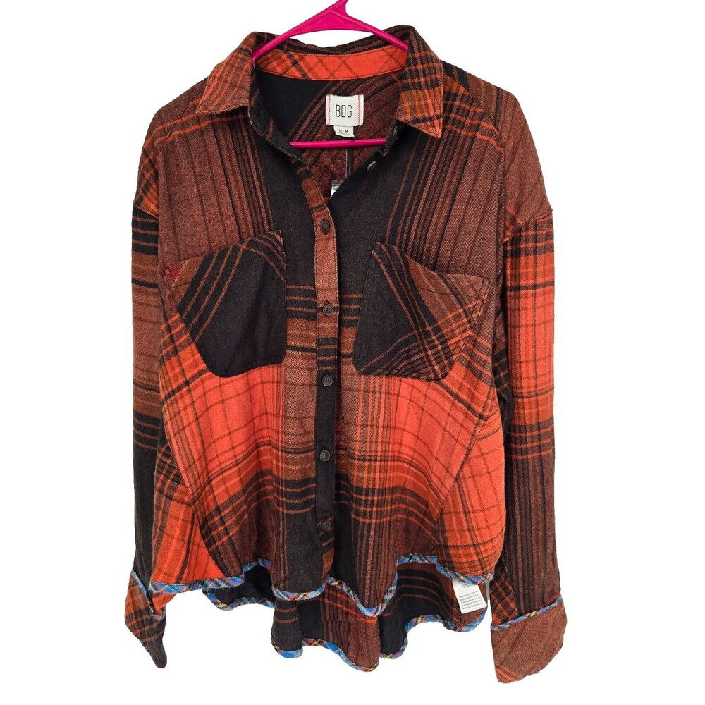Urban Outfitters BDG Medium Karl Shirt Slouchy Flannel Plaid Preppy Grunge NWT
